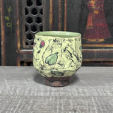 Chartreuse Lady Bug Tea Bowl #2 (8 oz)