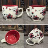 Oval Red Plumflower Mug (#M3) 13 oz (Free Shipping)