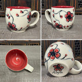 Oval Red Plumflower Mug (#M6) 13 oz (Free Shipping)