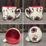 Oval Red Plumflower Mug (#M7) 13 oz (Free Shipping)
