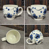 Oval Blue Plumflower Mug (#M8) 13 oz (Free Shipping)