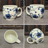 Oval Blue Plumflower Mug (#M9) 13 oz (Free Shipping)