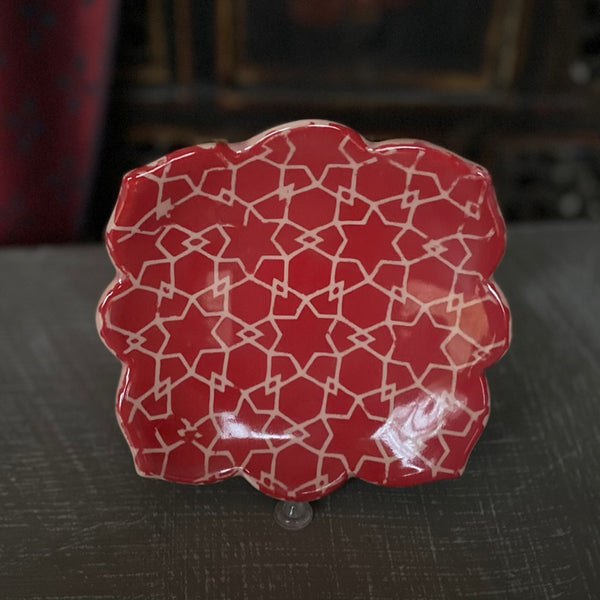 Geometric Dipping Bowl in Red #3