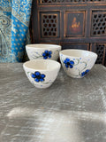 Blue Plumflower Bowls / Set of Three Nesting Bowls #34
