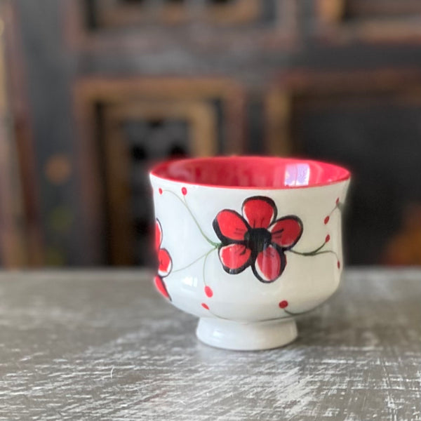 Plumflower Sake Cup in Red #64