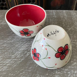 Red Plumflower Bowls / Set of Two Nesting Bowls #66
