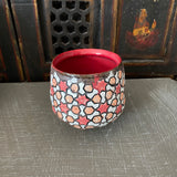 Geometric Tea Bowl in Red and Orange #5