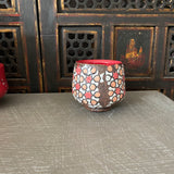 Geometric Tea Bowl in Red and Orange #5